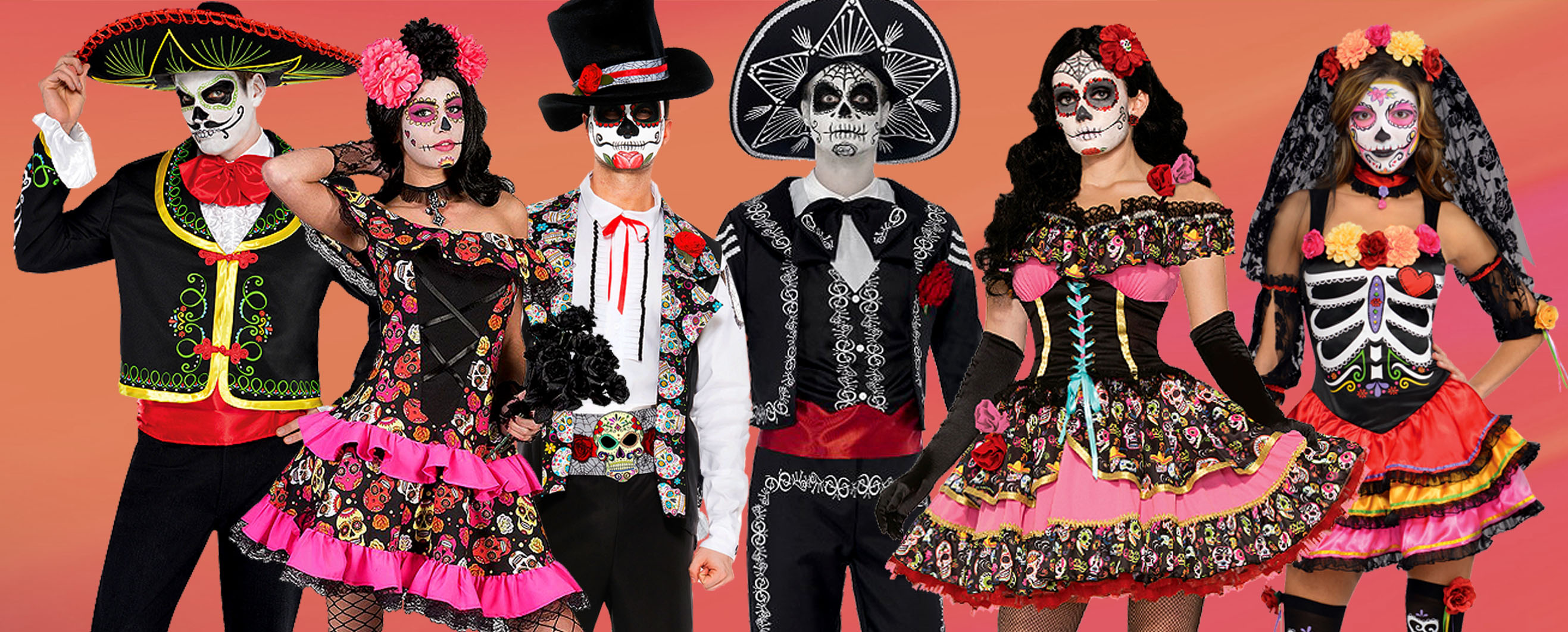 Totenkopf: Tag der Toten Kostüme für Damen und Herren